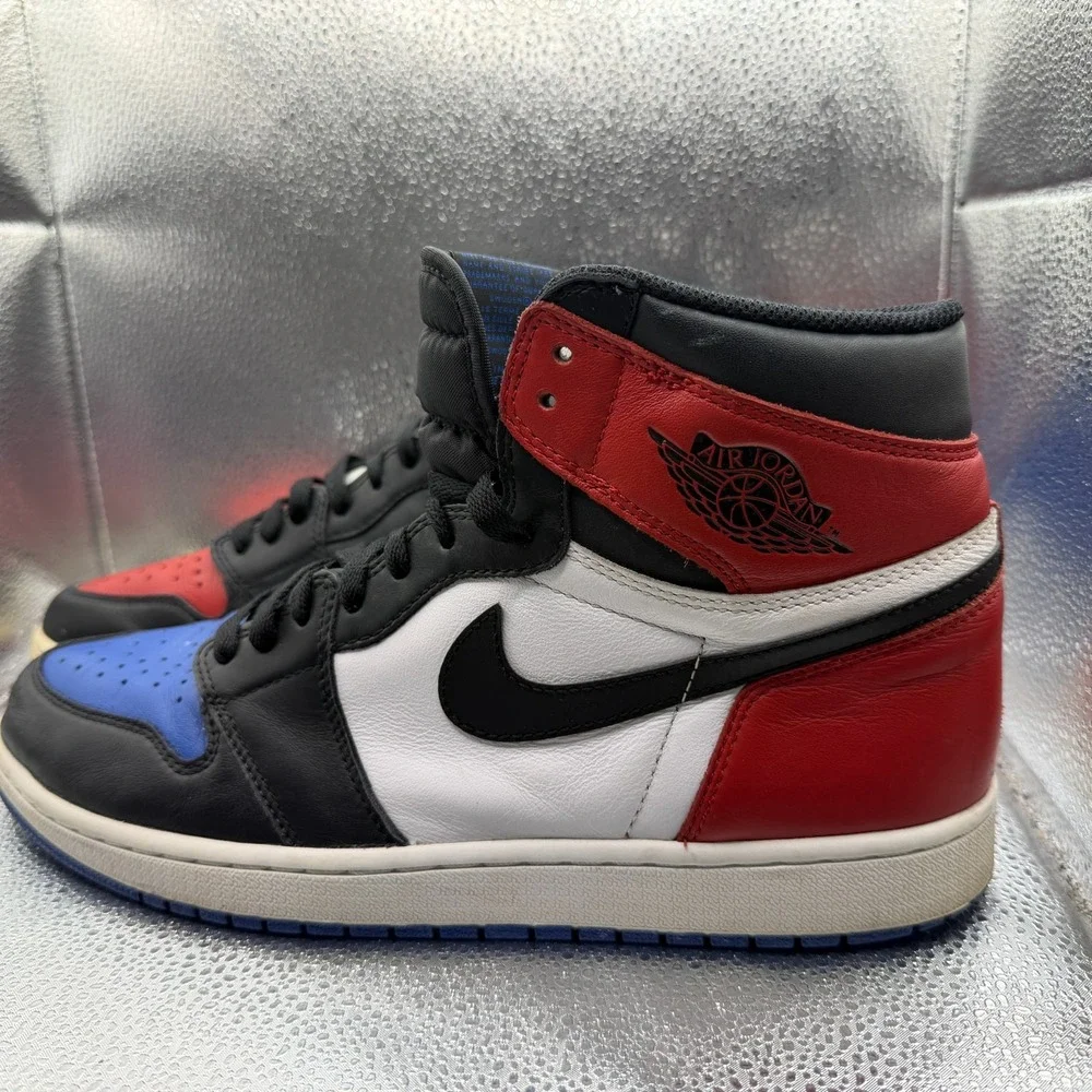 Size 12 Jordan 1 Retro‎ High OG Top 3 Black White Red Blue Mens Shoes 555088-026